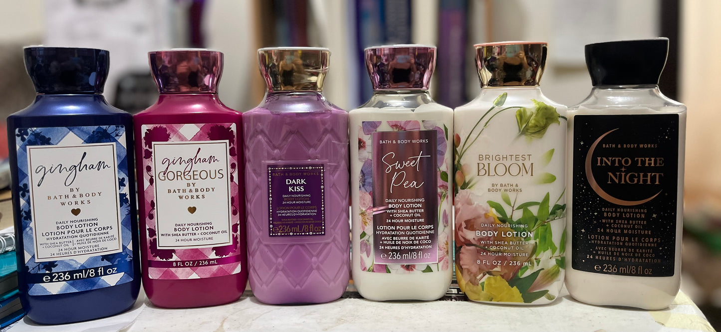 Bath and bodyworks lotion and body creams